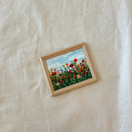 Daisy Field with Wooden Frame