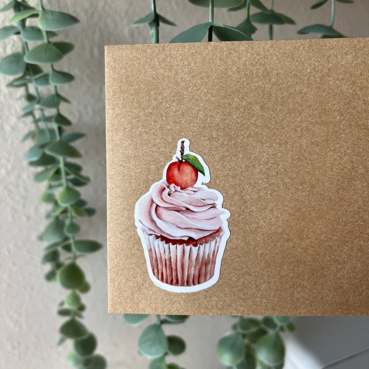 Peach Cupcake Vinyl Sticker