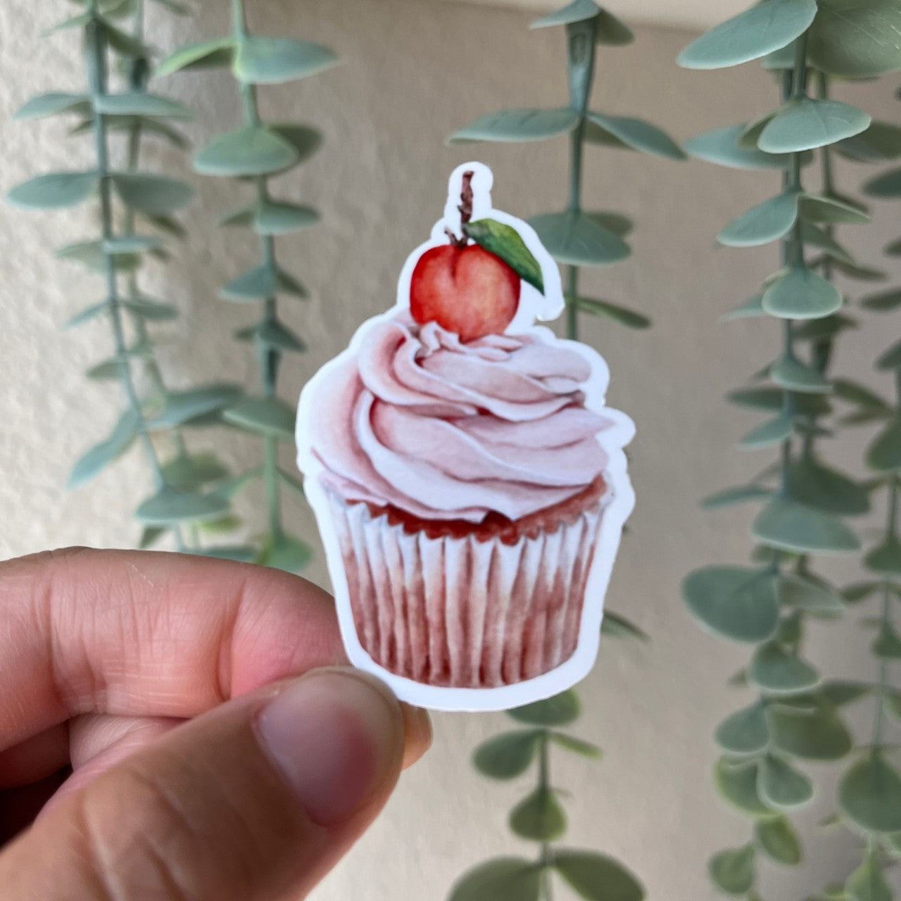 Peach Cupcake Vinyl Sticker