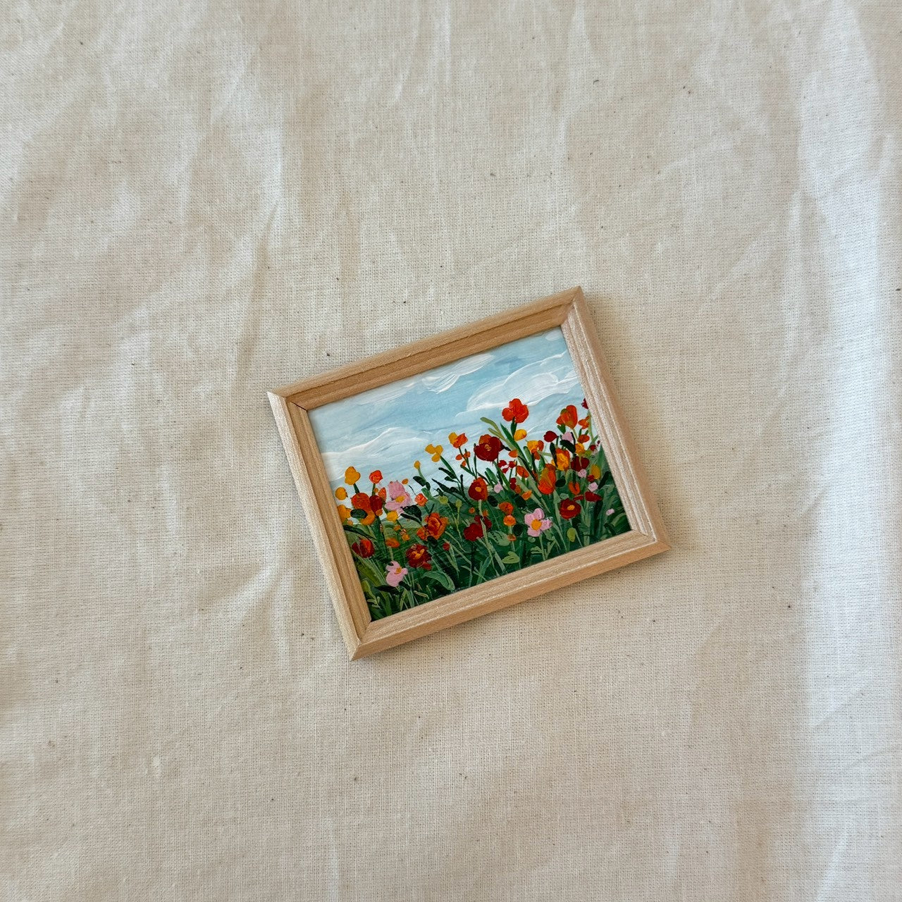 Daisy Field with Wooden Frame